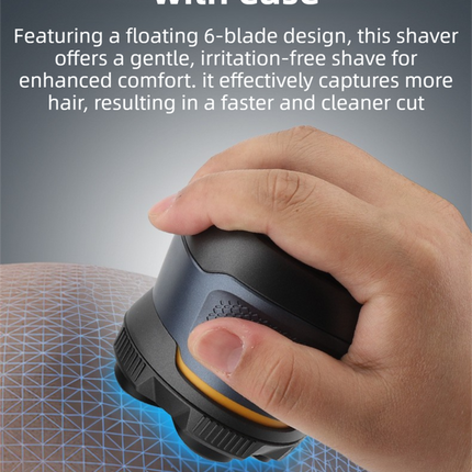 Black Men's 6D Magnetic Rotary Head Shaver for Wet/Dry Use - Professional Electric Bald Head Shaver & Beard Trimmer (Model 610)