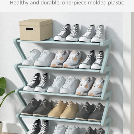 Black Stable Z-Shaped 4-Tier Shoe Rack(51x45CM) - Waterproof Cloth & Sturdy Steel Pipe, Easy Assembly & Space Saving for Dormitory & Small Apartments