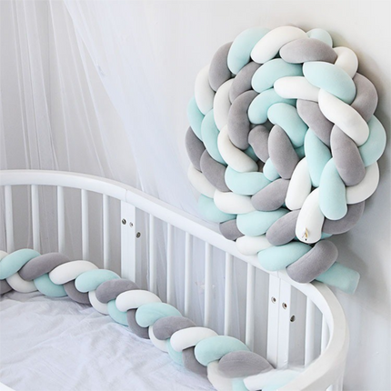 White & Grey & Green 2M Nordic 3-Strand Hand-Braided Knot Long Pillow - Soft Plush Sofa Cushion, Room Decor for Bedroom & Living Room