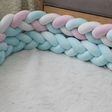 White & Green & Pink 2M Nordic 3-Strand Hand-Braided Knot Long Pillow - Soft Plush Sofa Cushion, Room Decor for Bedroom & Living Room