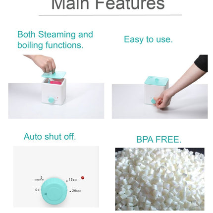 Green Portable 2-in-1 High-Temperature Steam & Boiling Sterilizer for Silicone Period Cups - Automatic One-Button Sanitizer Hygiene Device
