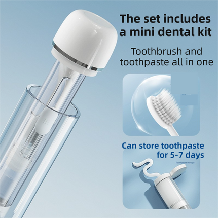 White Portable 2-in-1 Travel Toothbrush/Toothpaste Organizer & Mouthwash Cup - Lightweight and Durable Crystal Clear PC Material