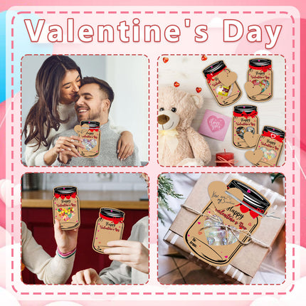 25PCS Valentine's Day Drift Bottle Shaped Gift Card Set - Premium Coated Paper Greeting Card for Family / School Exchanges and Party Favors