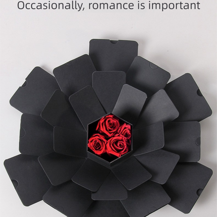 Black Hexagon 4-Layer 12-Pocket Explosion Gift Box(Finished) - Creative Handmade Photo Album & Scrapbook for Anniversaries & Birthdays
