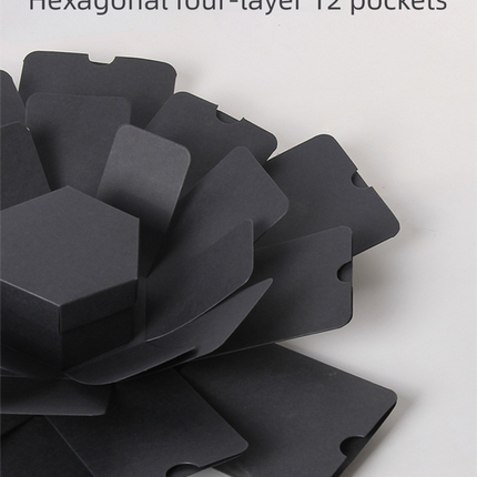 White Hexagon 4-Layer 12-Pocket Explosion Gift Box(Finished) - Creative Handmade Photo Album & Scrapbook for Anniversaries & Birthdays