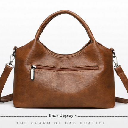 Black Retro Soft PU Leather Handbag for Women - Trendy Large Capacity Daily Crossbody Bag with Detachable Shoulder Strap