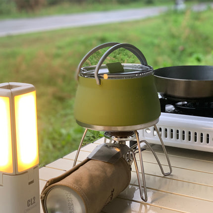 Black 1L Portable Collapsible Camping Kettle - Food-Grade Silicone Body with 304 Stainless Steel Base, Compatible with Induction & Gas Stoves