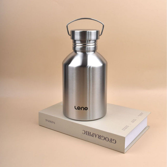 2L Large Capacity Outdoor Sports Adventure Water Bottle - Food-Grade 304 Stainless Steel with Portable Handle & 7cm Wide Mouth, 3 Pack