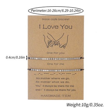 Stainless Steel Morse Code Bracelet(16-26cm) with Secret Message I Love You - Meaningful Gift for Best Friends, Sisters & Family
