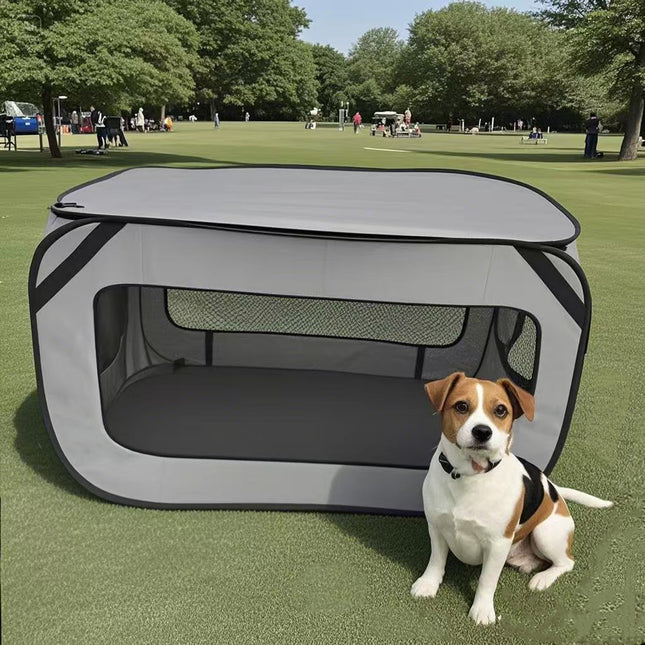 Grey Instant Pop-Up Foldable 4-Sided Pet Playpen & Car Crate