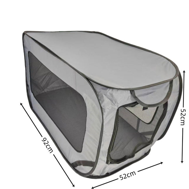 Grey Instant Pop-Up Foldable 4-Sided Pet Playpen & Car Crate