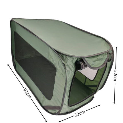 Green Instant Pop-Up Foldable 4-Sided Pet Playpen & Car Crate - Breathable Scratch-Resistant Travel Kennel for Dogs & Cats (Open 92 x 52 x 52 CM , Folded 34 x 34 x 3 CM)