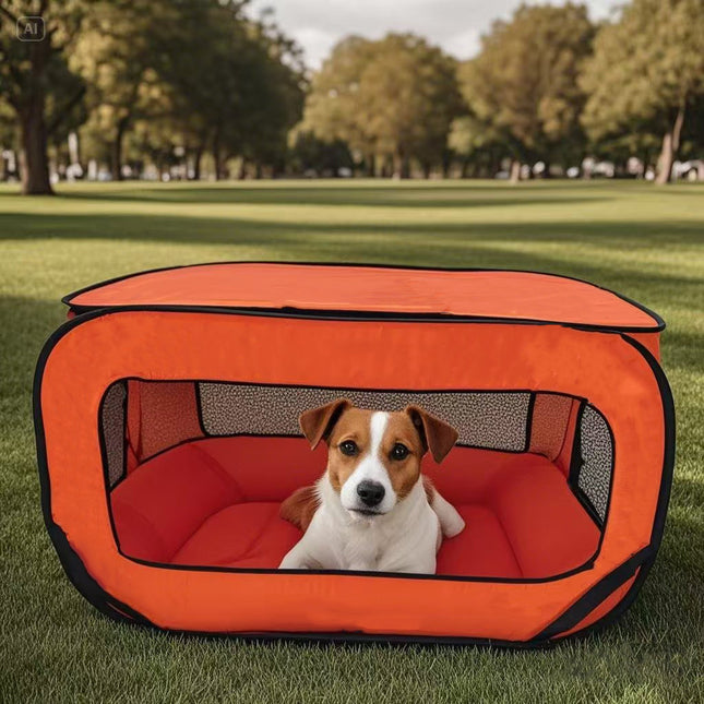 Green Instant Pop-Up Foldable 4-Sided Pet Playpen & Car Crate
