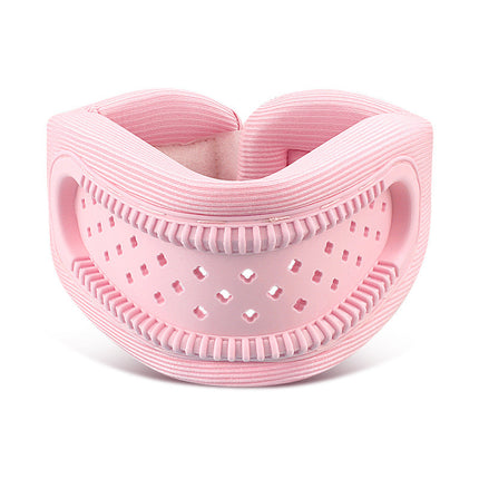 Pink Adjustable Silicone Neck Brace with High-Elastic Memory Foam & V-Shape - Prevent Forward Head Tilt and Posture Correction