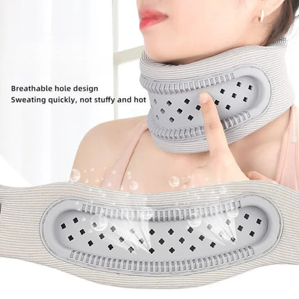 Pink Adjustable Silicone Neck Brace with High-Elastic Memory Foam & V-Shape - Prevent Forward Head Tilt and Posture Correction