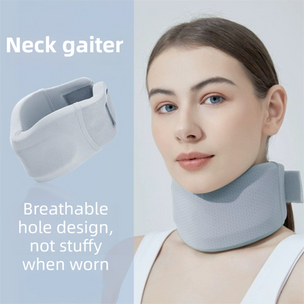 Grey Adjustable Cooling Jelly Core Neck Brace with Washable Cover - 3D Hollow Cervical Collar for Posture & Forward Head Correction (M Size)