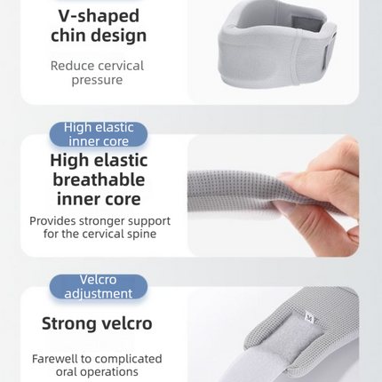 Grey Adjustable Cooling Jelly Core Neck Brace with Washable Cover - 3D Hollow Cervical Collar for Posture & Forward Head Correction (M Size)