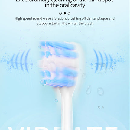 White Smart Sonic Electric Toothbrush Kit with 4 Heads & Travel Case - 6 X Cleaning Modes and High-Frequency Vibration with Soft Protective Bristles