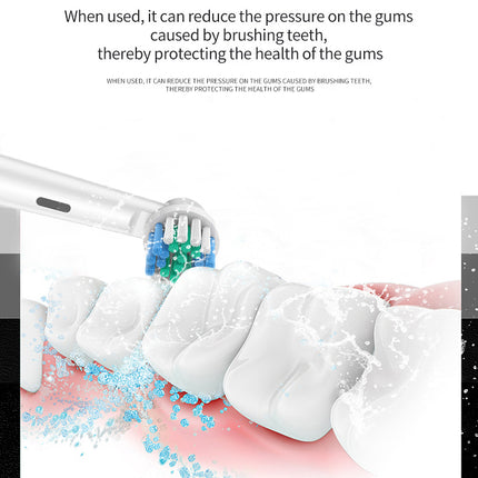 Pink Rotating Round Head Electric Toothbrush Kit with 4 Heads & Case - 3D Oscillating Mechanical Cleaning for Deep Plaque Removal