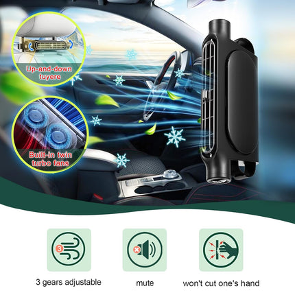 Beige Cordless Dual-Turbo Car Seat Cooling Fan with Velcro Mount - Powerful 3-Speed Backrest Ventilation, Adjustable Airflow Angle & Hair-Safe Design