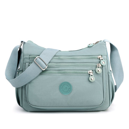 Light Blue Versatile Nylon Multi-Pocket Crossbody Bag - Lightweight Casual Travel Purse, Waterproof Horizontal Square Design