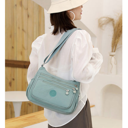 Dark Blue Versatile Nylon Multi-Pocket Crossbody Bag - Lightweight Casual Travel Purse, Waterproof Horizontal Square Design