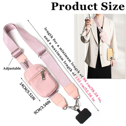 Black Versatile Crossbody Phone Lanyard with Detachable Mini Pouch - Twill Webbing  Wristlet & Neck Strap