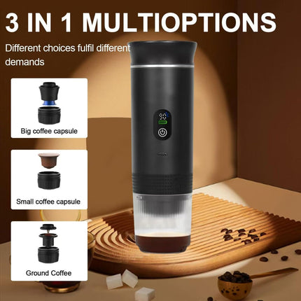 White 3-in-1 Portable Espresso Maker with Self-Heating and One-Touch Cold Hot Brew - Smart Digital Display & 20Bar High Pressure for Rich Crema