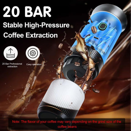White 3-in-1 Portable Espresso Maker with Self-Heating and One-Touch Cold Hot Brew - Smart Digital Display & 20Bar High Pressure for Rich Crema