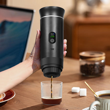 Grey 3-in-1 Portable Espresso Maker with Self-Heating and One-Touch Cold Hot Brew - Smart Digital Display & 20Bar High Pressure for Rich Crema