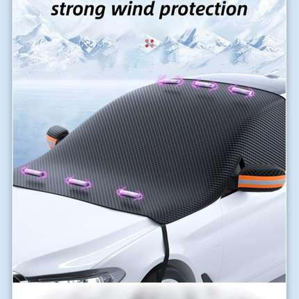 Durable Car Protector with Extra-Large 253cm Coverage - All-Season Snow & Sun Protector, 6-Magnet & 4 Strap Windproof System(Black & Orange)