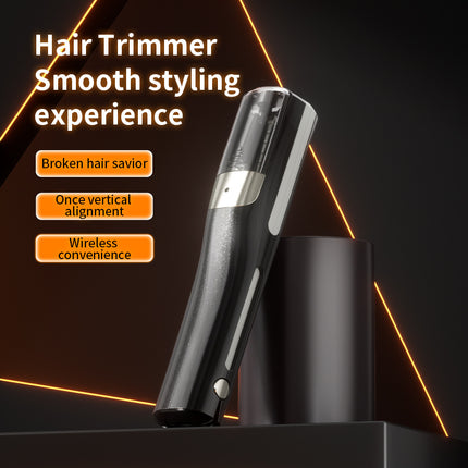 Black Cordless Automatic Split End Hair Trimmer - High-Speed Double-Sided Blade, Visible Trimming Window & Large Opening