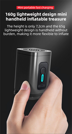 Black Wireless Rechargeable Vacuum Pump with 5 Versatile Nozzles and LED - 2-in-1 Compact High-Suction Inflator & Deflator for Travel & Home