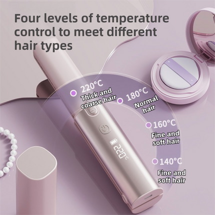 Coffee 2-in-1 Wireless Hair Styler with 4 Temperature Settings, Dual Anti-Scalding & Cap - 3D Ceramic Heating Brush with Essential Oil Coating