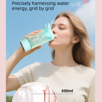 500ML Pink Portable Diamond Electric Shaker - Strong Vortex Stirring, Dual Temperature Endurance & Self-Cleaning for Protein Powder Coffee