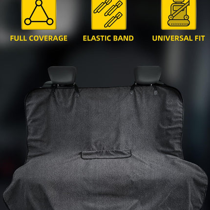 Black Waterproof Towel Car Back Seat Cover - Universal Non-Slip Sweat-Absorbent Bucket Seat Protector for Gym Fitness and Beach