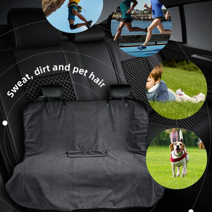 Black Waterproof Towel Car Back Seat Cover - Universal Non-Slip Sweat-Absorbent Bucket Seat Protector for Gym Fitness and Beach