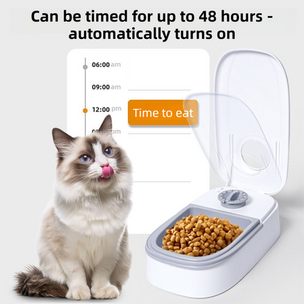 Pink Silent Automatic Pet Single Meal Dispenser with Rotary Buckle - Longest 48H Scheduled and Long Battery Life, Detachable for Easy Cleaning