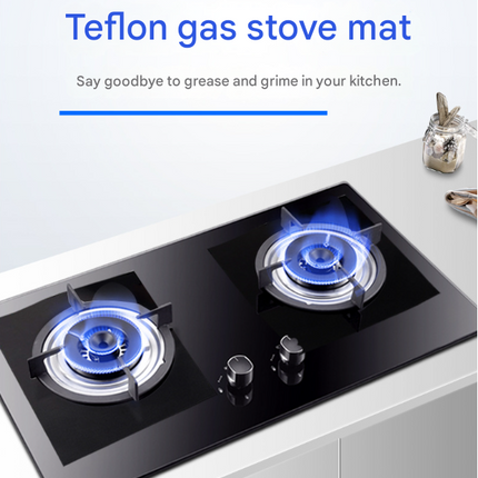 2-Piece Sliver Reusable Oil-Proof Teflon Stovetop Burner Liners - Cuttable, Non-Stick, Heat-Resistant & Dishwasher Safe Clean Pad