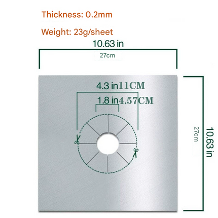 4-Piece Sliver Reusable Oil-Proof Teflon Stovetop Burner Liners - Cuttable, Non-Stick, Heat-Resistant & Dishwasher Safe Clean Pad