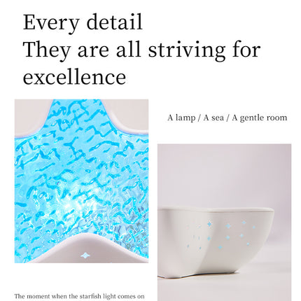 7-Colors Rechargeable Starfish Water Ripple Projection Lamp - Brightness Adjustable Ocean Ambiance Night Light