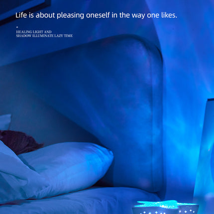 7-Colors Rechargeable Starfish Water Ripple Projection Lamp - Brightness Adjustable Ocean Ambiance Night Light