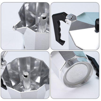150ML Premium Octagonal High Pressure Moka Pot - Classic Italian Aluminum Coffee Maker for Rich Espresso Flavor