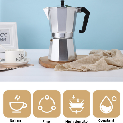 300ML Premium Octagonal High Pressure Moka Pot - Classic Italian Aluminum Coffee Maker for Rich Espresso Flavor