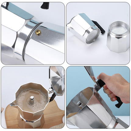 600ML Premium Octagonal High Pressure Moka Pot - Classic Italian Aluminum Coffee Maker for Rich Espresso Flavor