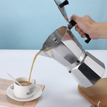600ML Premium Octagonal High Pressure Moka Pot - Classic Italian Aluminum Coffee Maker for Rich Espresso Flavor