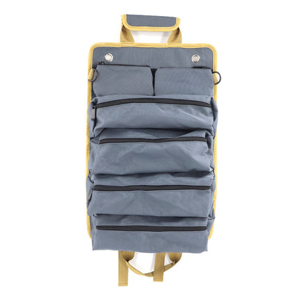 Grey Heavy-Duty Oxford Cloth Roll-Up Tool Organizer - Detachable Multi-Purpose Utility Bag for Mechanics, Electricians & Outdoors