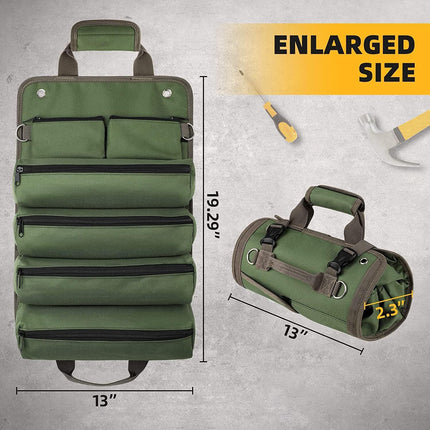Grey Heavy-Duty Oxford Cloth Roll-Up Tool Organizer - Detachable Multi-Purpose Utility Bag for Mechanics, Electricians & Outdoors