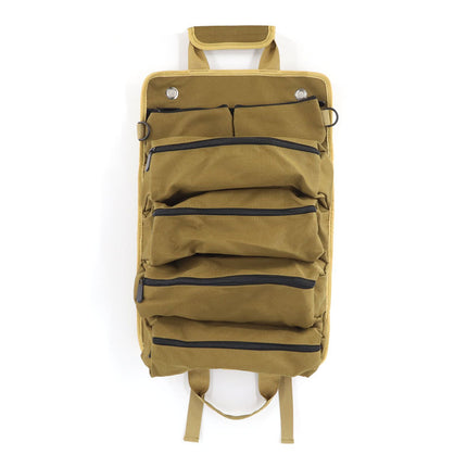 Khaki Heavy-Duty Oxford Cloth Roll-Up Tool Organizer - Detachable Multi-Purpose Utility Bag for Mechanics, Electricians & Outdoors