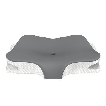 Grey Breathable Butterfly Contoured Memory Foam Pillow - Dual-Height Orthopedic Neck Pillow with 5-Zone Cervical Support